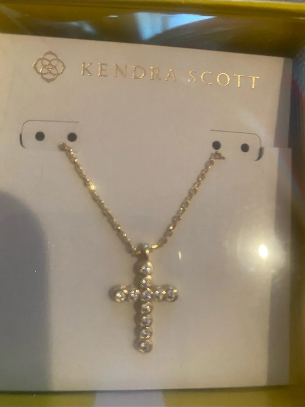 Kendra Scott Gold Cross Pendant Necklace with Clear Crystals - Picture 1 of 4